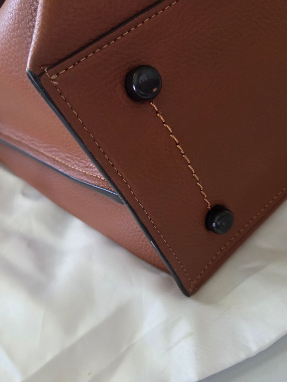 COACH C0692 Willow Leather Tote in Colorblock with Signature Canvas In Saddle - Picture 9 of 14